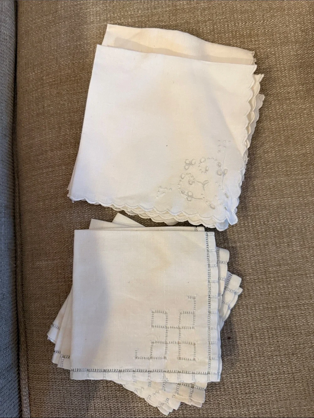 White Embroidered Cotton vintage napkins